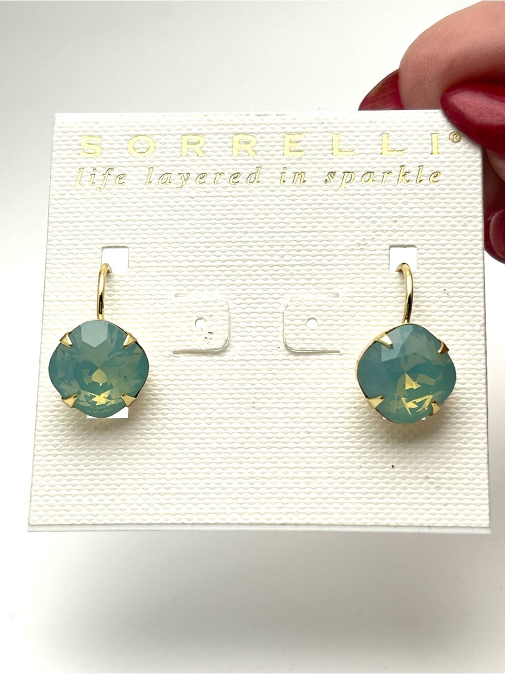 Sorrelli Blue Opalescent Blue Crystal Leverback Earrings NWT